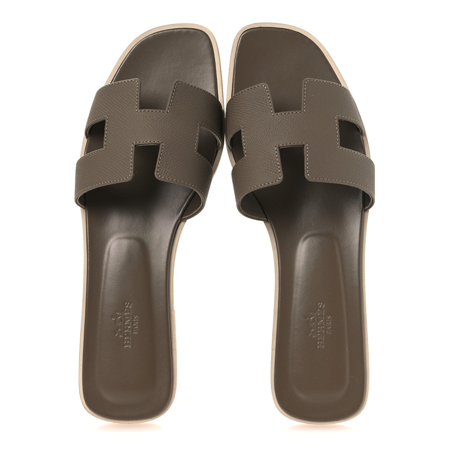 Hermes Epsom Oran Sandals 41 Etoupe 2 of 11