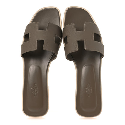 Hermes Epsom Oran Sandals 41 Etoupe 2 of 11