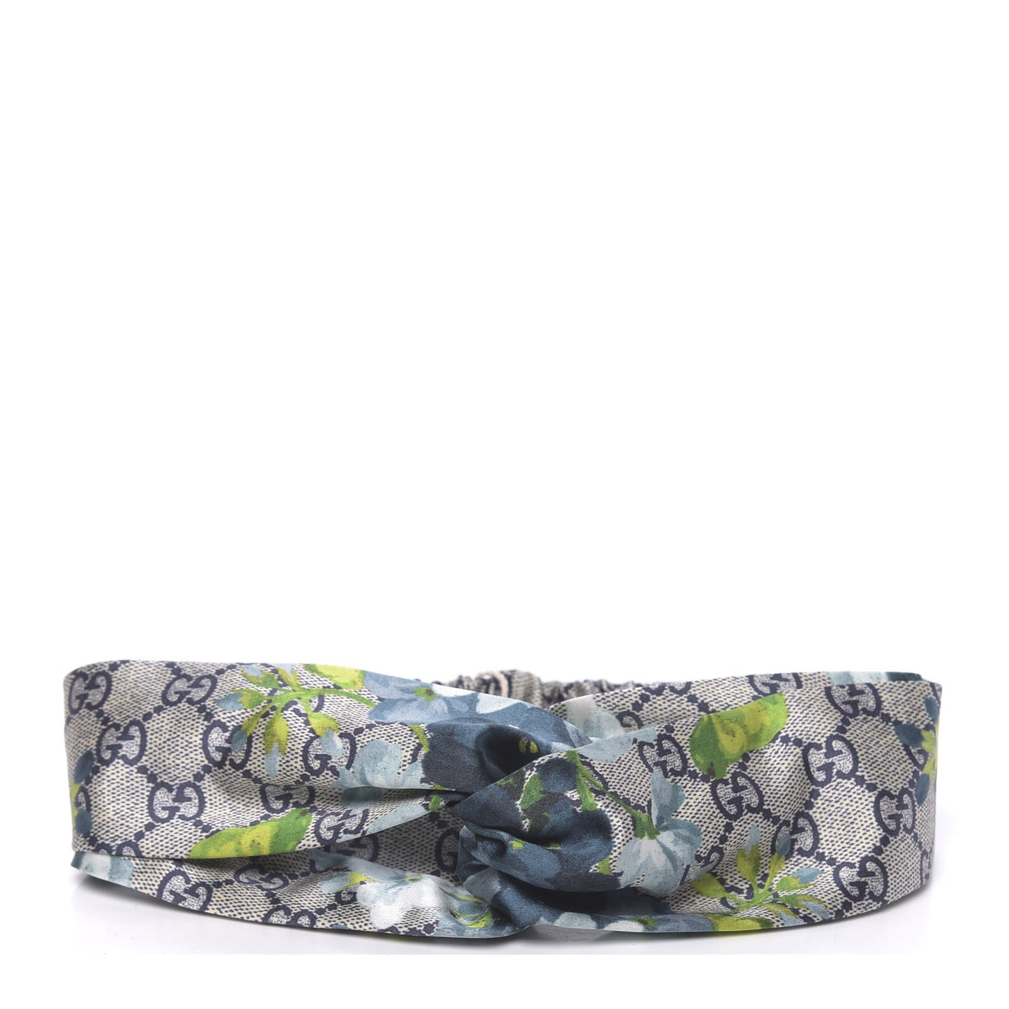 Silk Monogram Blooms Print Headband Blue