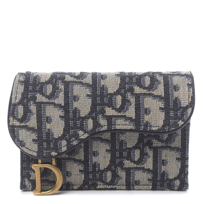 Christian Dior Oblique Saddle Card Holder Blue 1 of 8