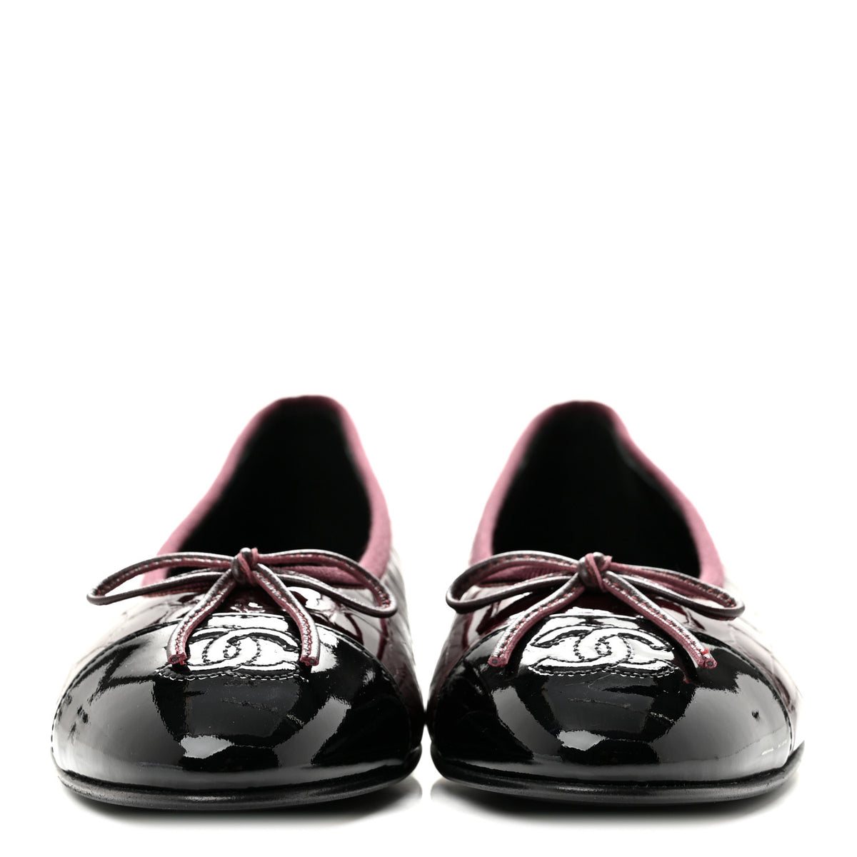 Chanel Patent Calfskin Crocodile Embossed Ballerina Flats 37 Dark Burgundy Black 3 of 10