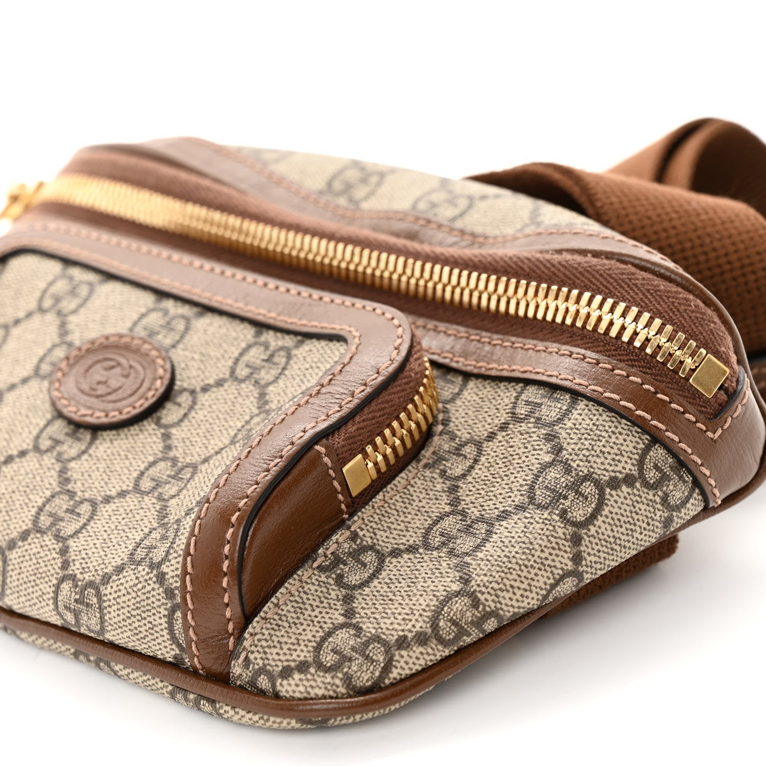 Gucci GG Supreme Monogram Textured Calfskin Retro Interlocking G Belt Bag Beige Ebony Brown Sugar 10 of 10