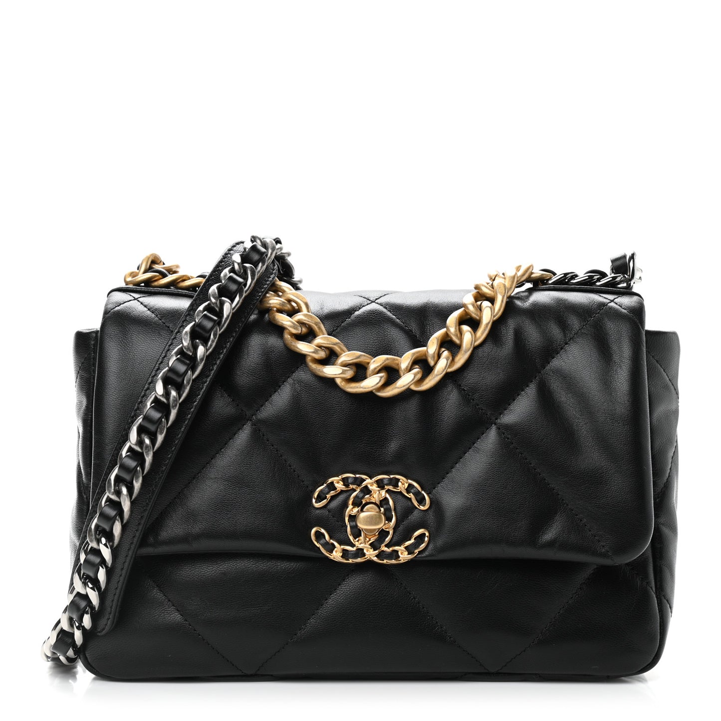 Goatskin Quilted Medium Chanel 19 Flap Black