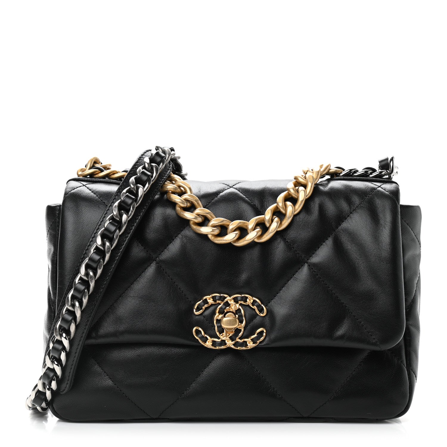 Chanel Goatskin Quilted Medium Chanel 19 Flap Black 1 of 9