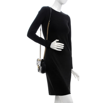 Gucci Calfskin Matelasse Mini GG Marmont Shoulder Bag Black 2 of 8
