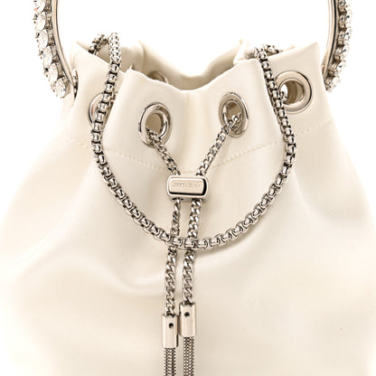 Jimmy Choo Satin Crystal Embellished Top Handle Bon Bon Bag Ivory 7 of 9