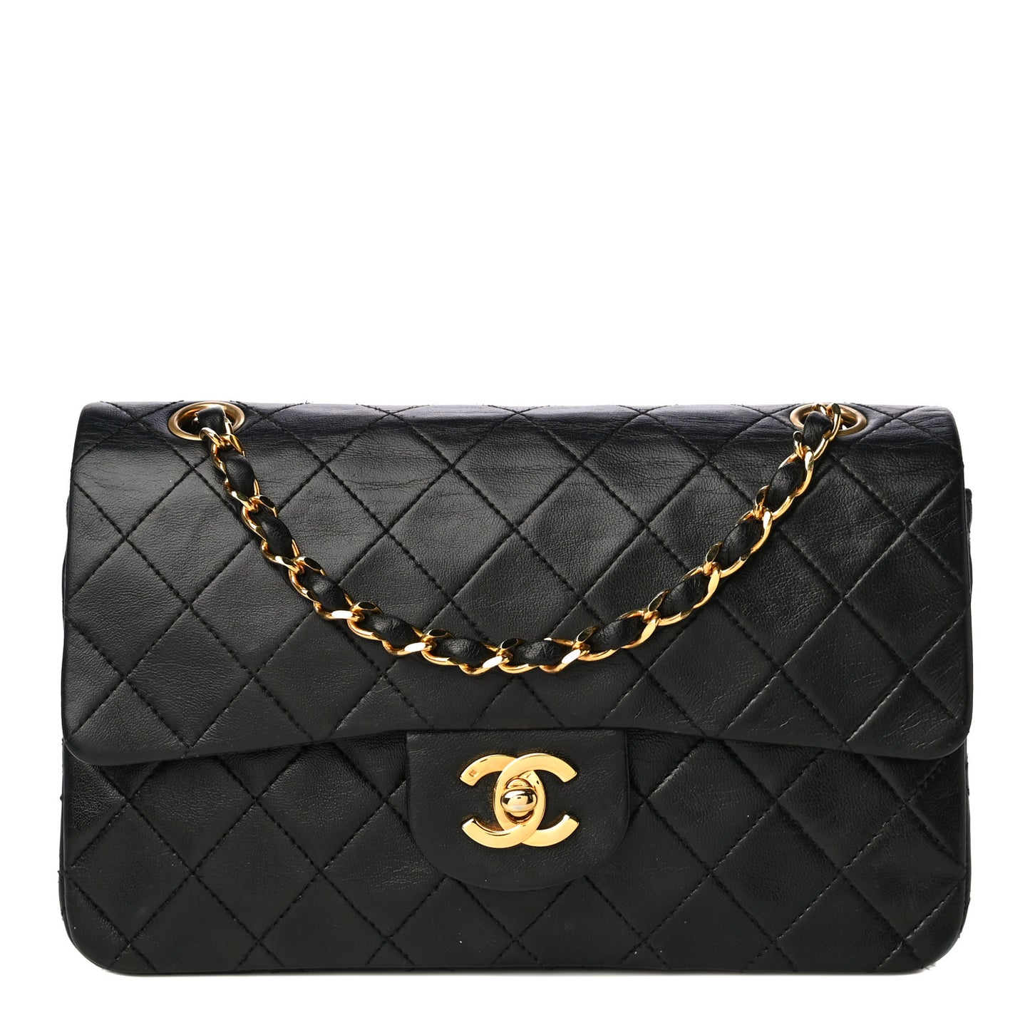 Lambskin Quilted Small Double Flap Black