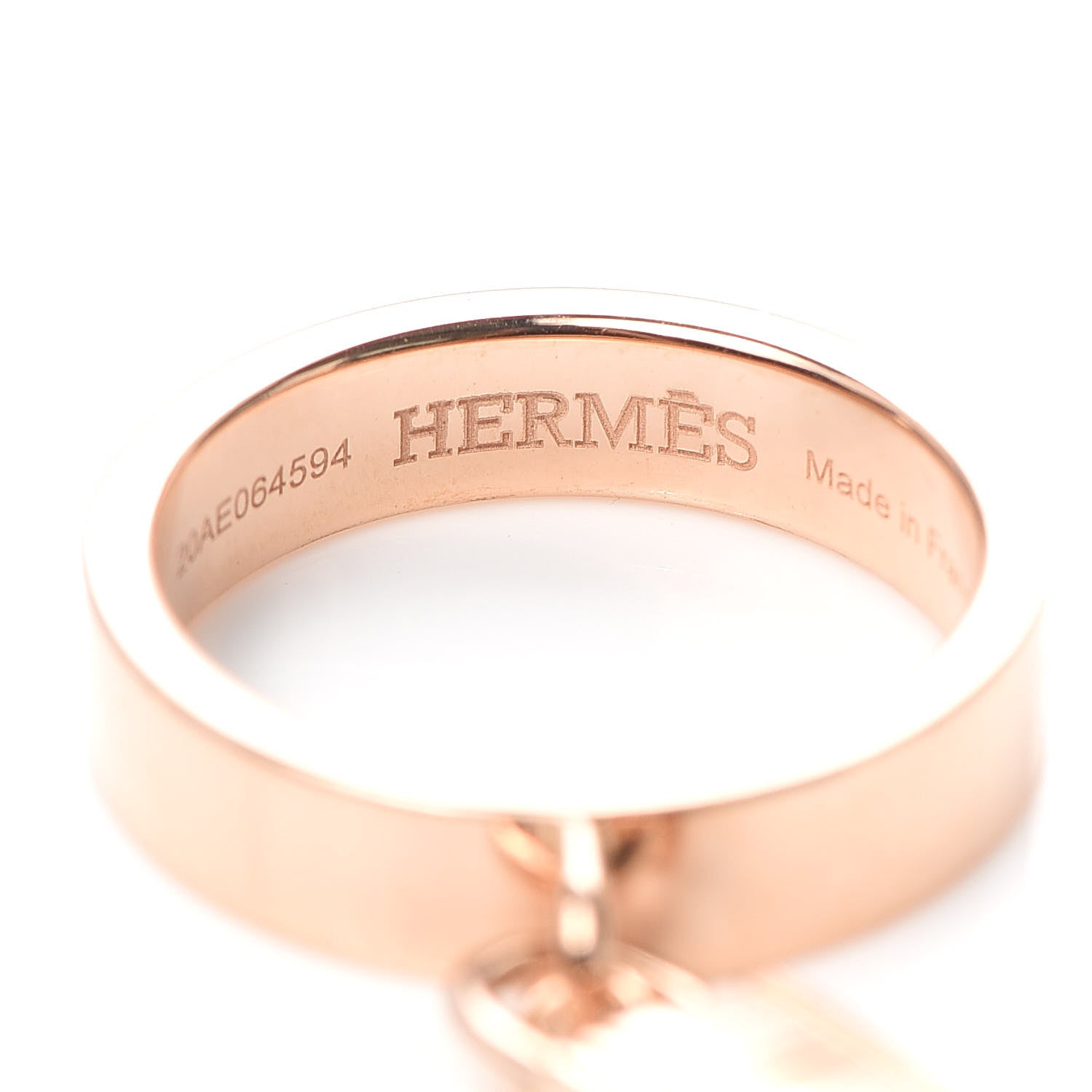Hermes 18K Rose Gold Kelly Clochette Double Ring 50 5.25 4 of 7