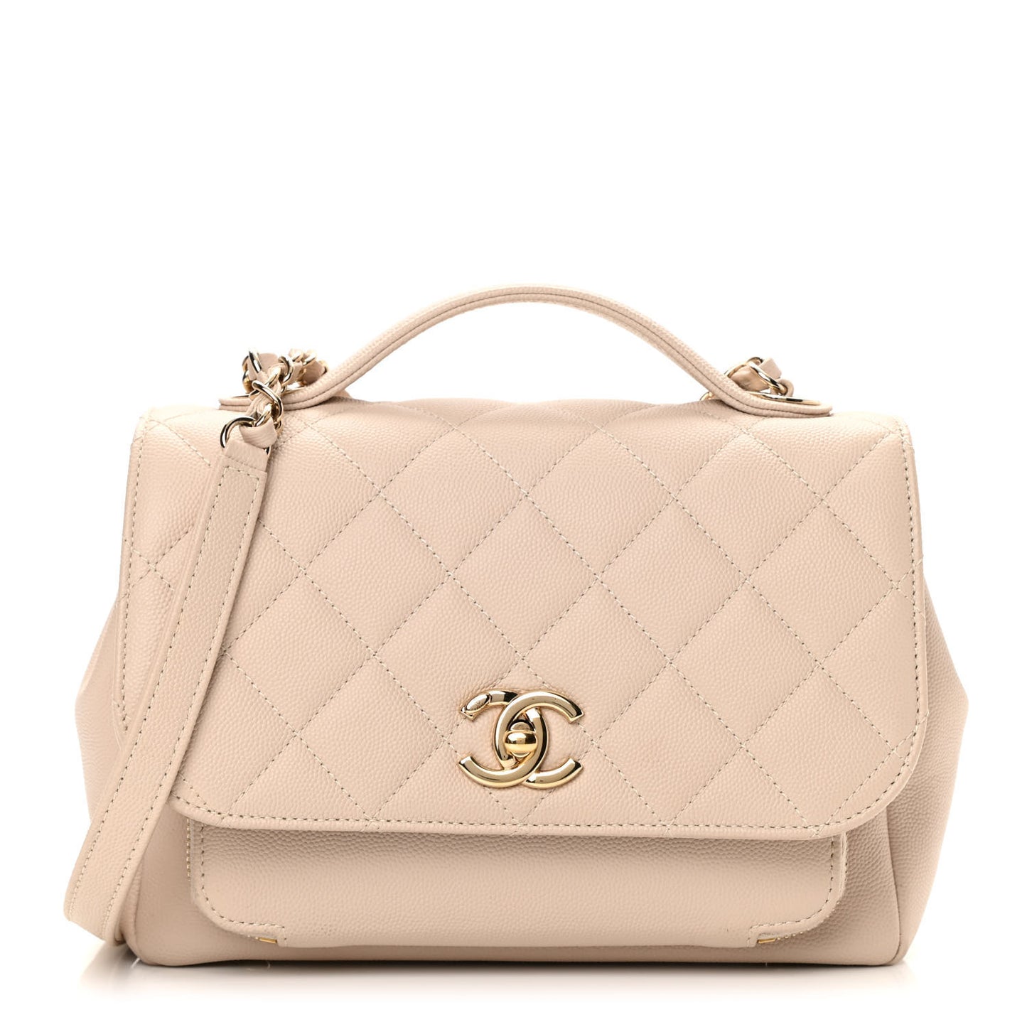 Caviar Quilted Medium Business Affinity Flap Beige