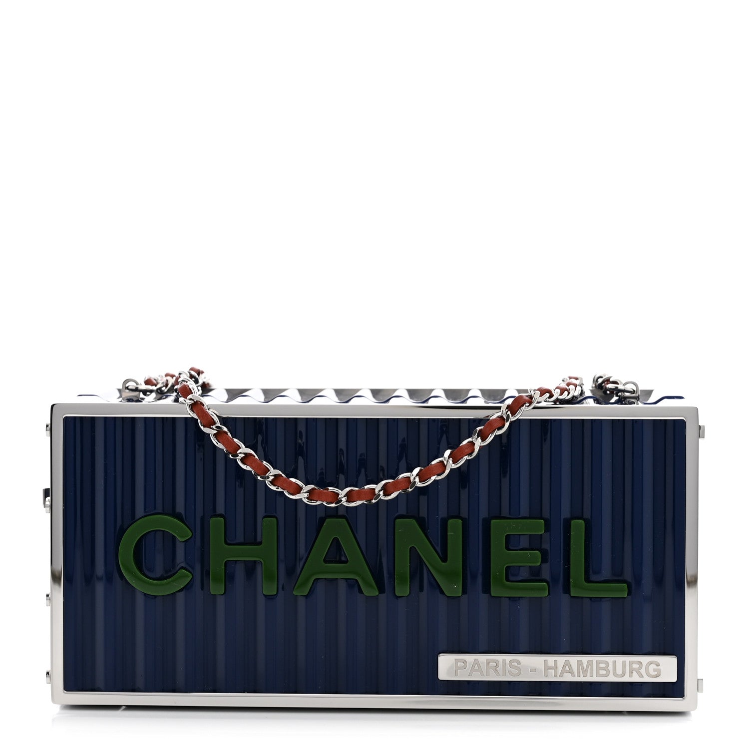 Chanel Resin Enamel CC Shipping Container Signature Minaudiere Clutch Blue 1 of 11