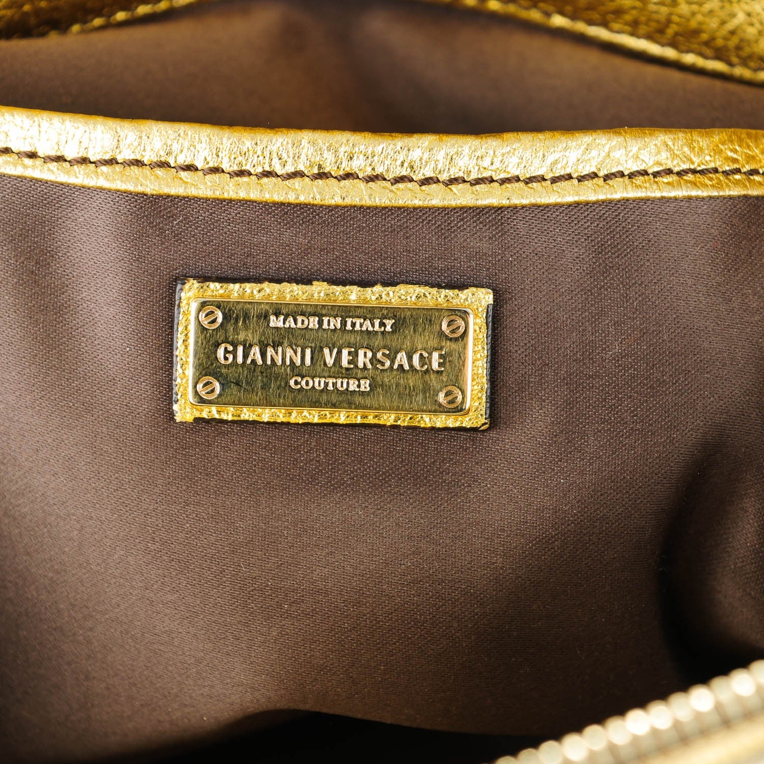 Versace Metallic Calfskin Couture Shoulder Bag Gold 7 of 7