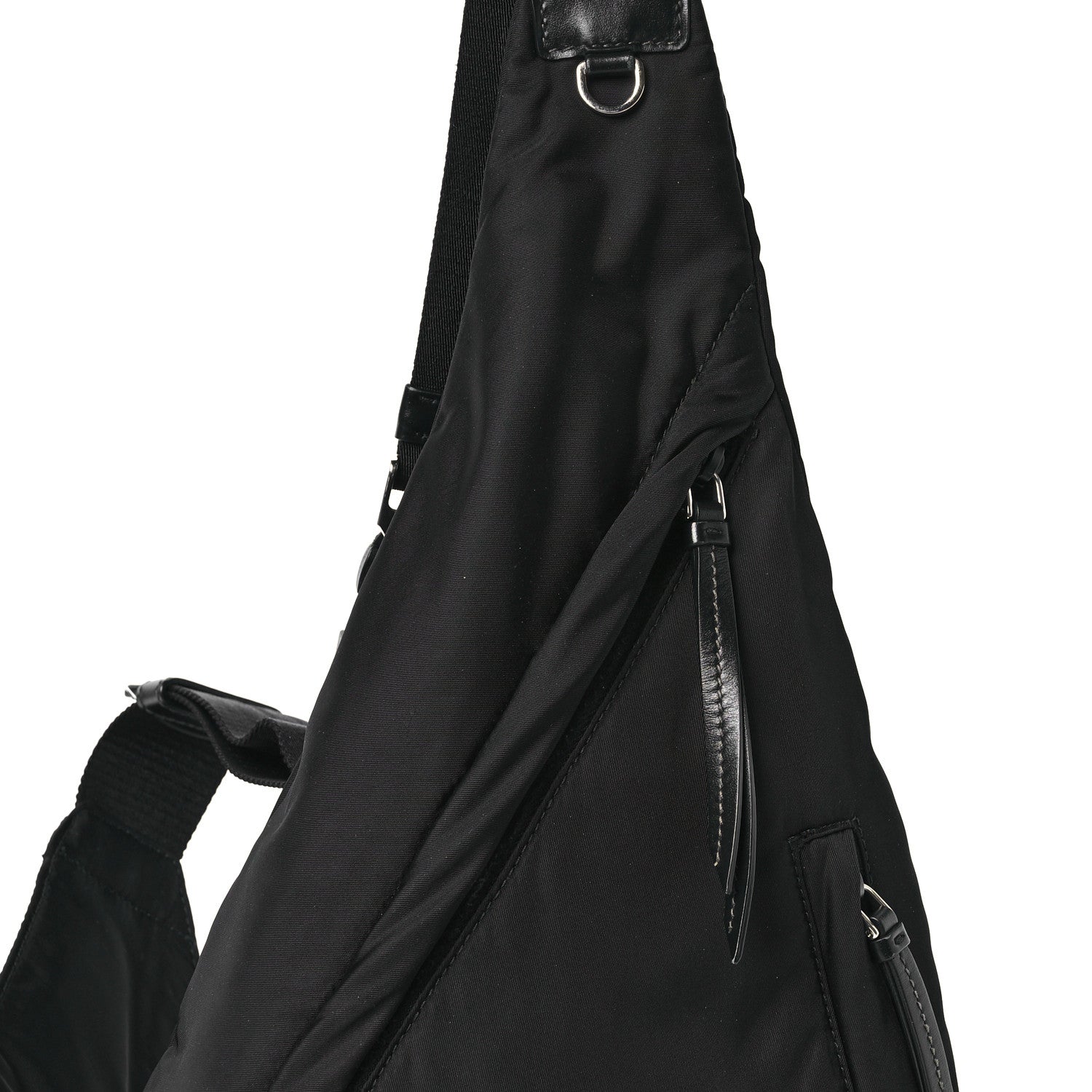 Prada Re-Nylon Vitello Metal Triangle Logo Sling Backpack Black 9 of 11