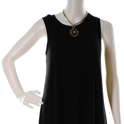 Chanel Lambskin CC Chain Pendant Necklace Gold Black 2 of 4