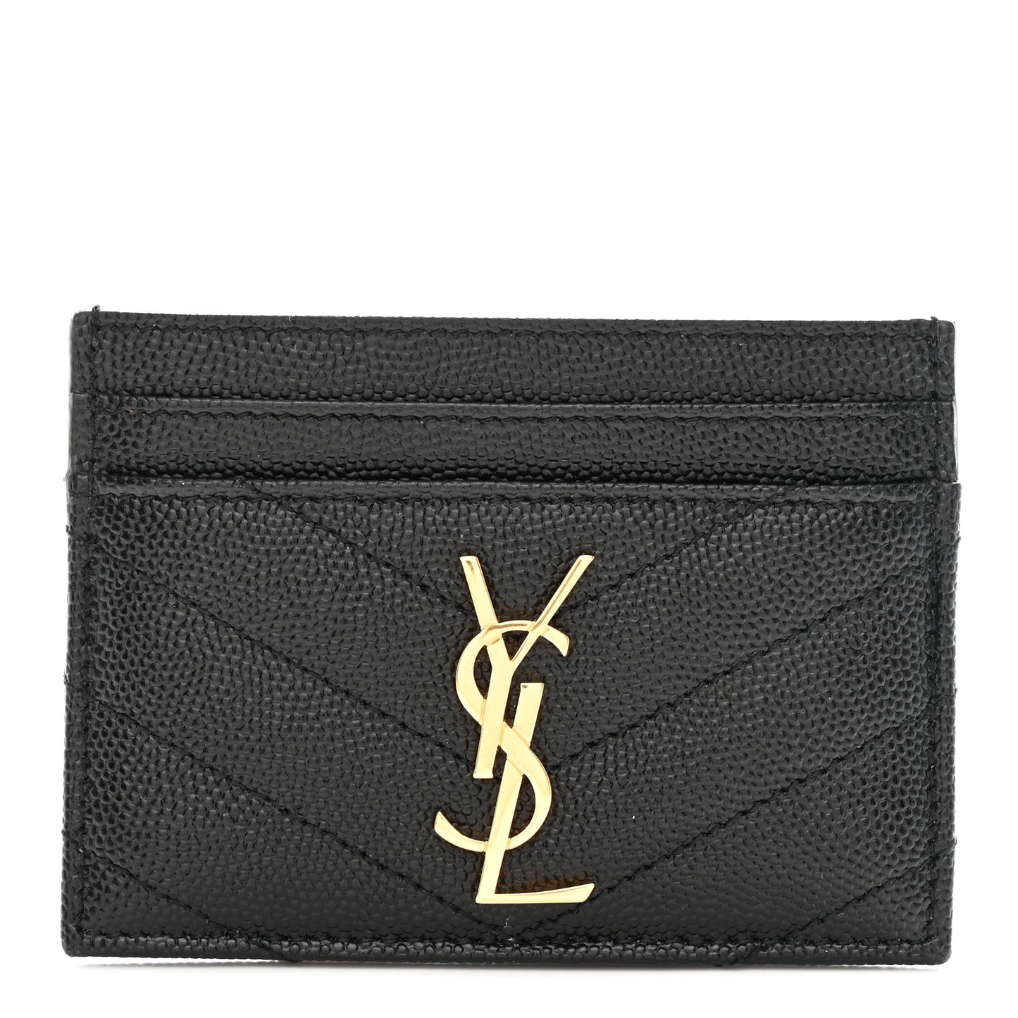 Grain De Poudre Matelasse Chevron Monogram Credit Card Case Black