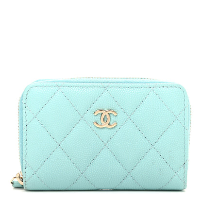 Chanel Caviar Quilted Zip Coin Purse Light Blue 1 of 7