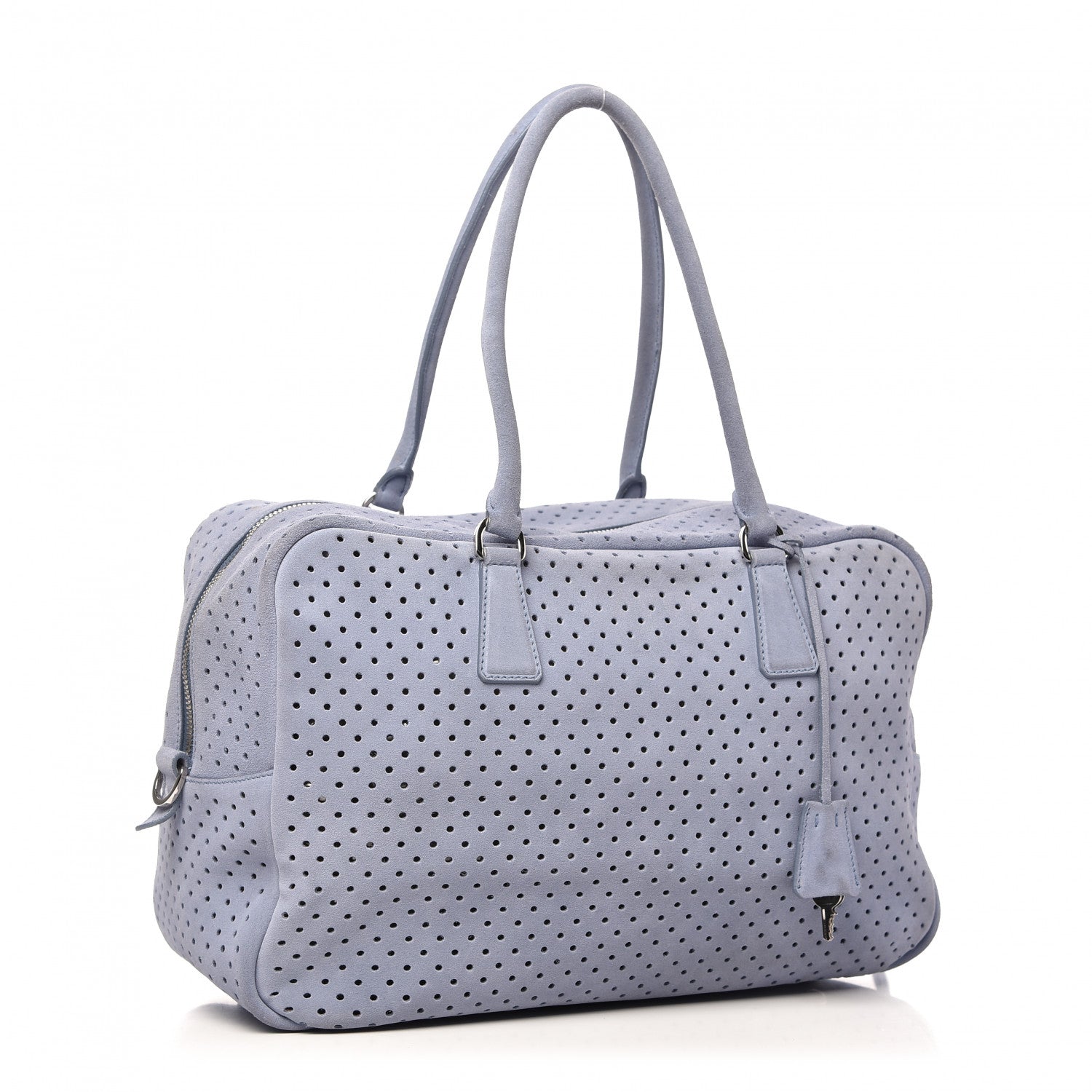 Prada Suede Perforated Zip Around Tote Astrale Nocciolo 3 of 10