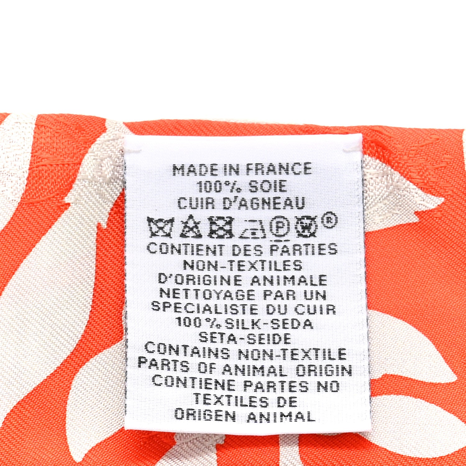 Hermes Silk Calfskin Bouquet Final Fringed Twilly Orange Gris Perle Vermillion 3 of 5