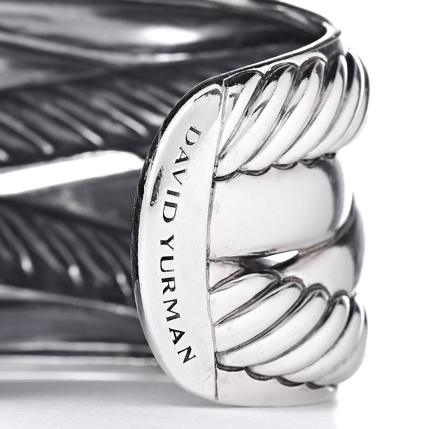 David Yurman Sterling Silver Crossover Cuff Bracelet 4 of 5
