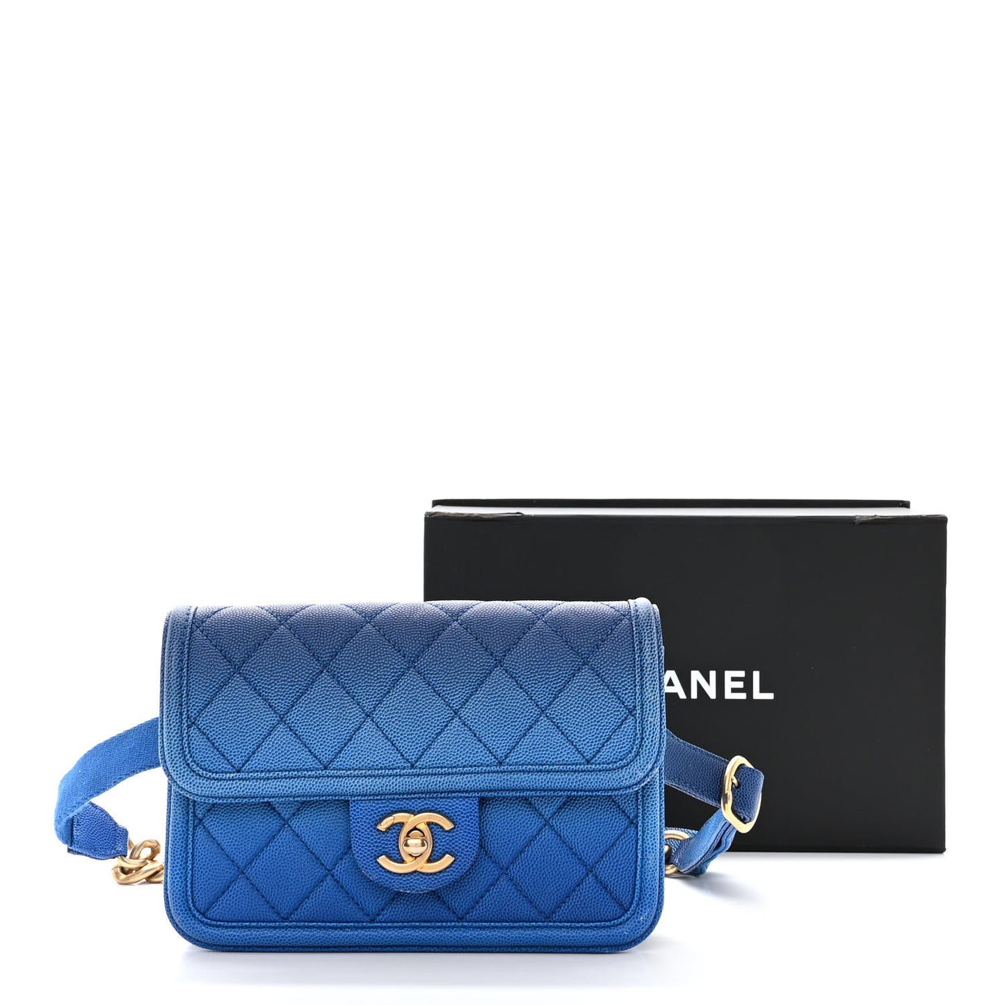 Caviar Quilted Sunset On The Sea Waist Bag Blue