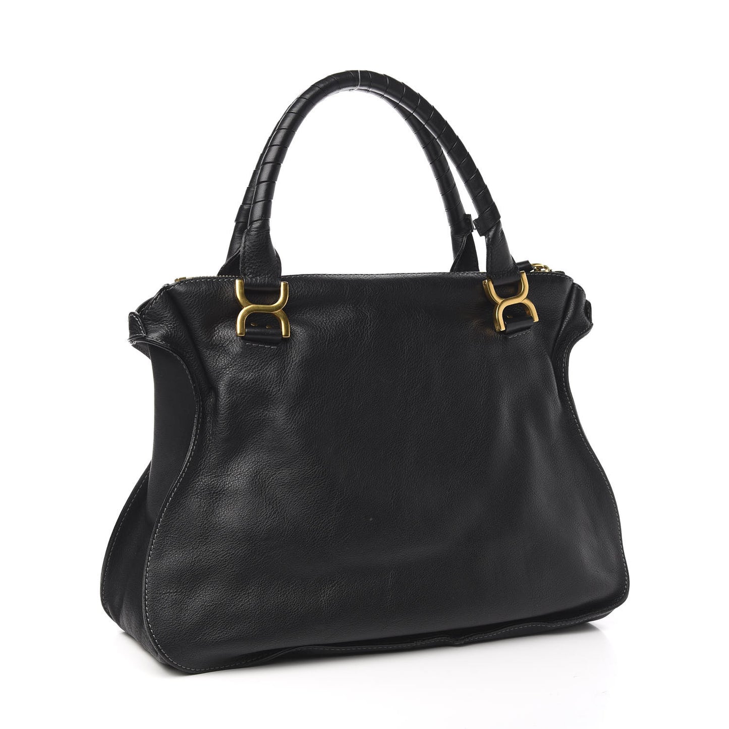 Calfskin Large Marcie Satchel Black