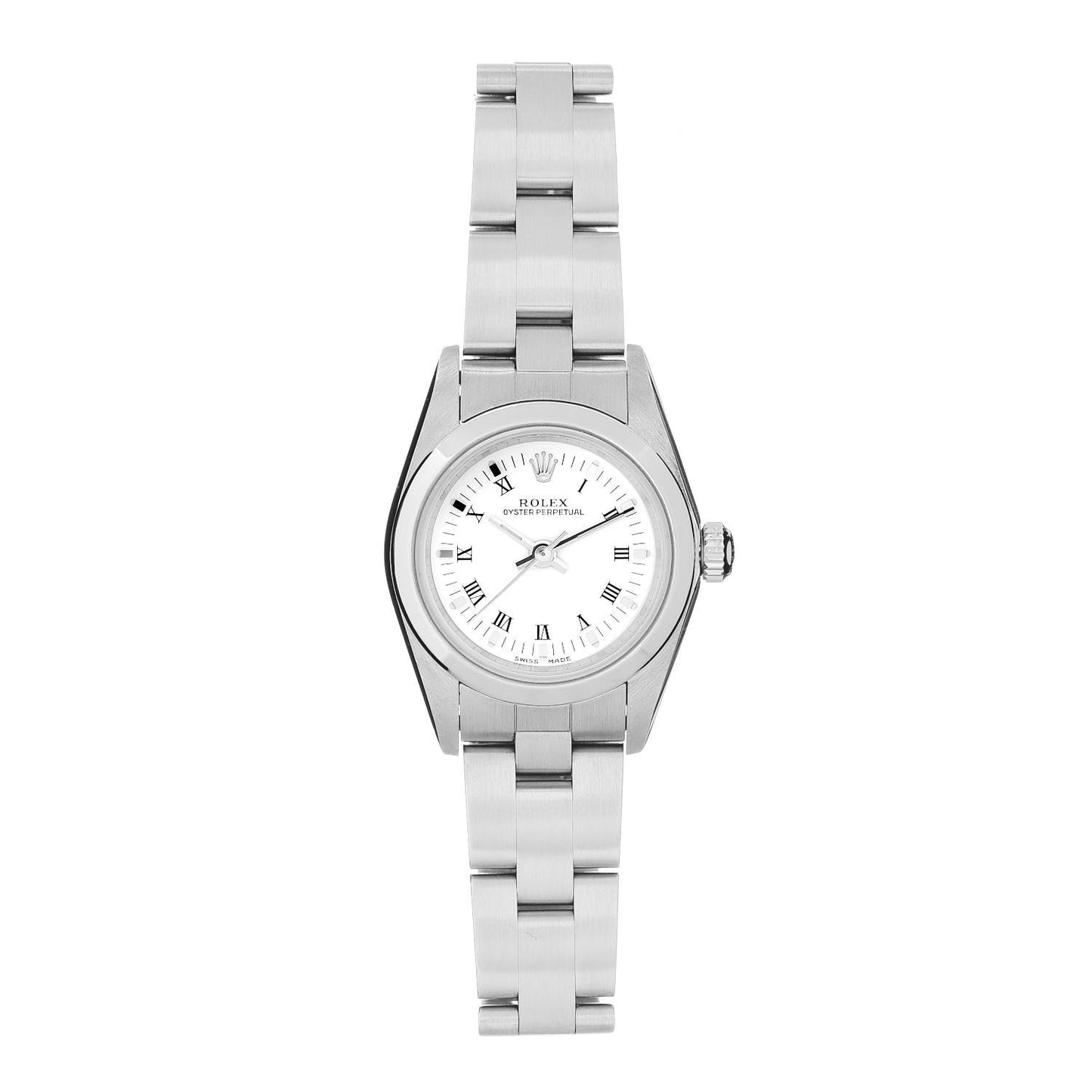 Stainless Steel 24mm Oyster Perpetual Watch White Roman 76080