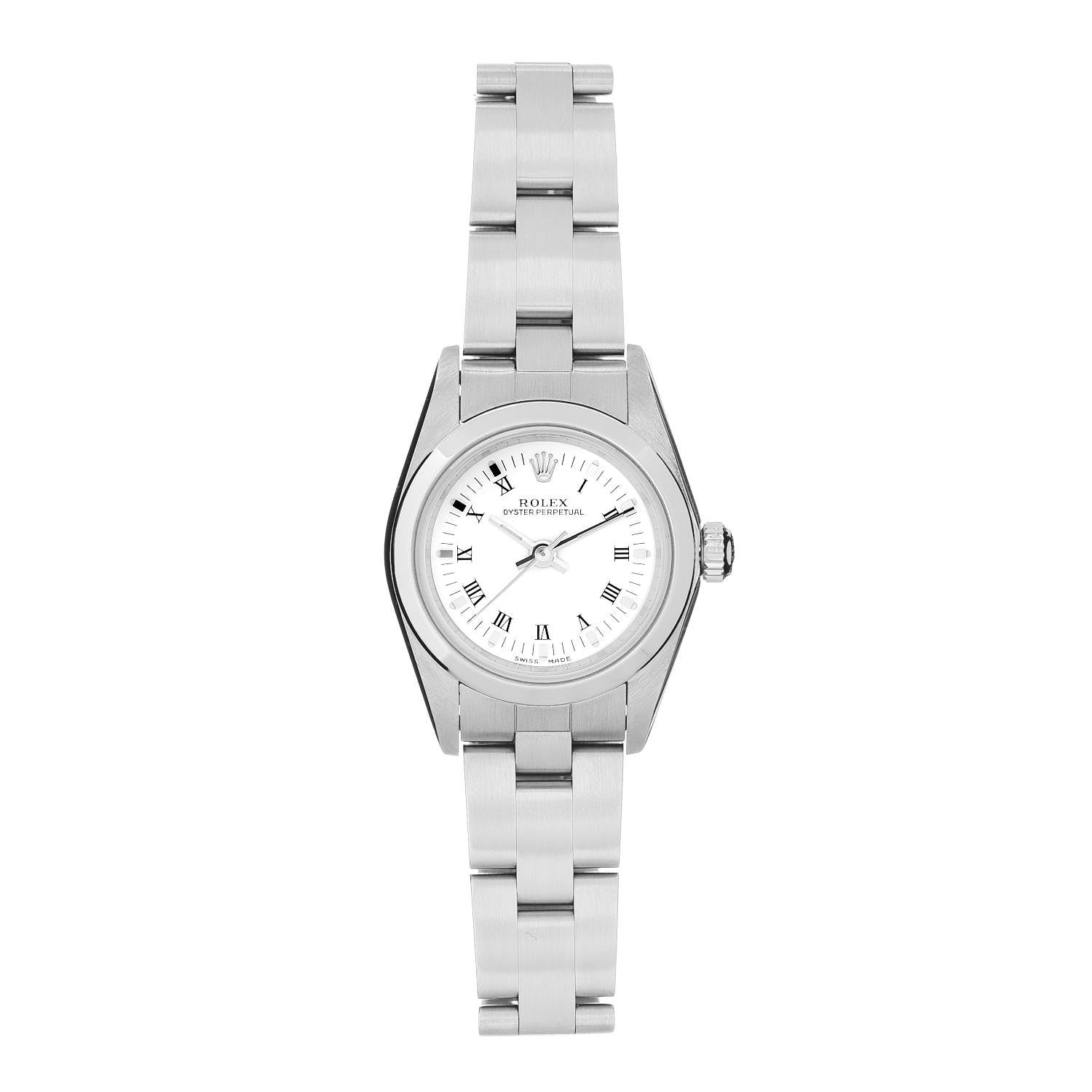 Rolex Stainless Steel 24mm Oyster Perpetual Watch White Roman 76080 1 of 5