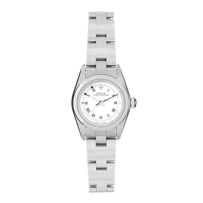 Rolex Stainless Steel 24mm Oyster Perpetual Watch White Roman 76080 1 of 5