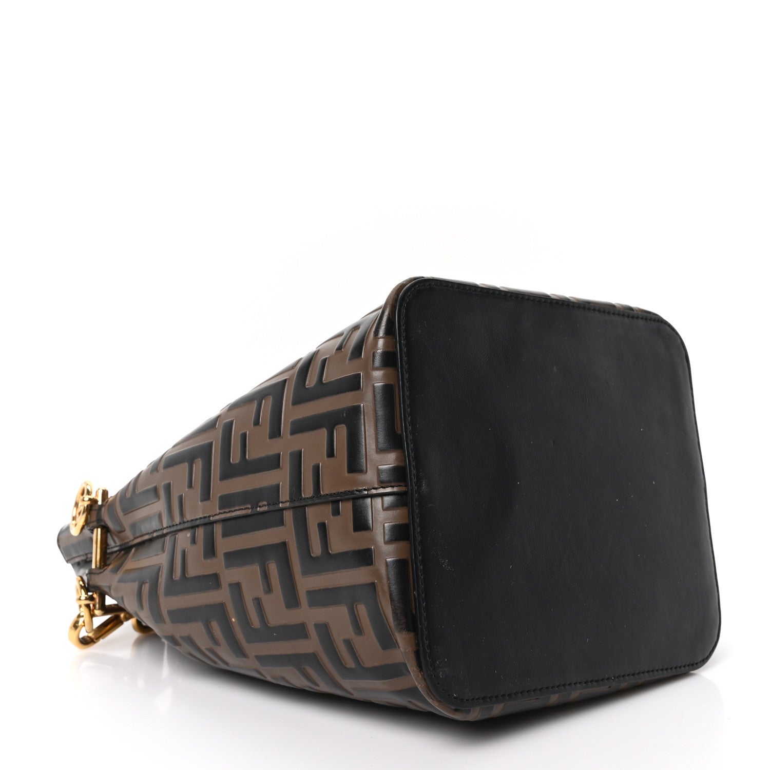 Fendi Vitello Grace F is Fendi Bi-Color FF 1974 Embossed Grande Mon Tresor Bucket Bag Maya Black Fragola 4 of 10