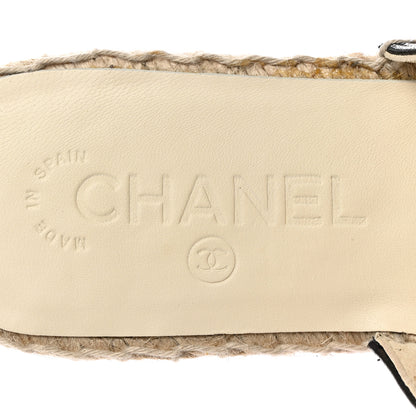 Chanel Iridescent Goatskin Patent CC Espadrille Mules 37 Black 9 of 15