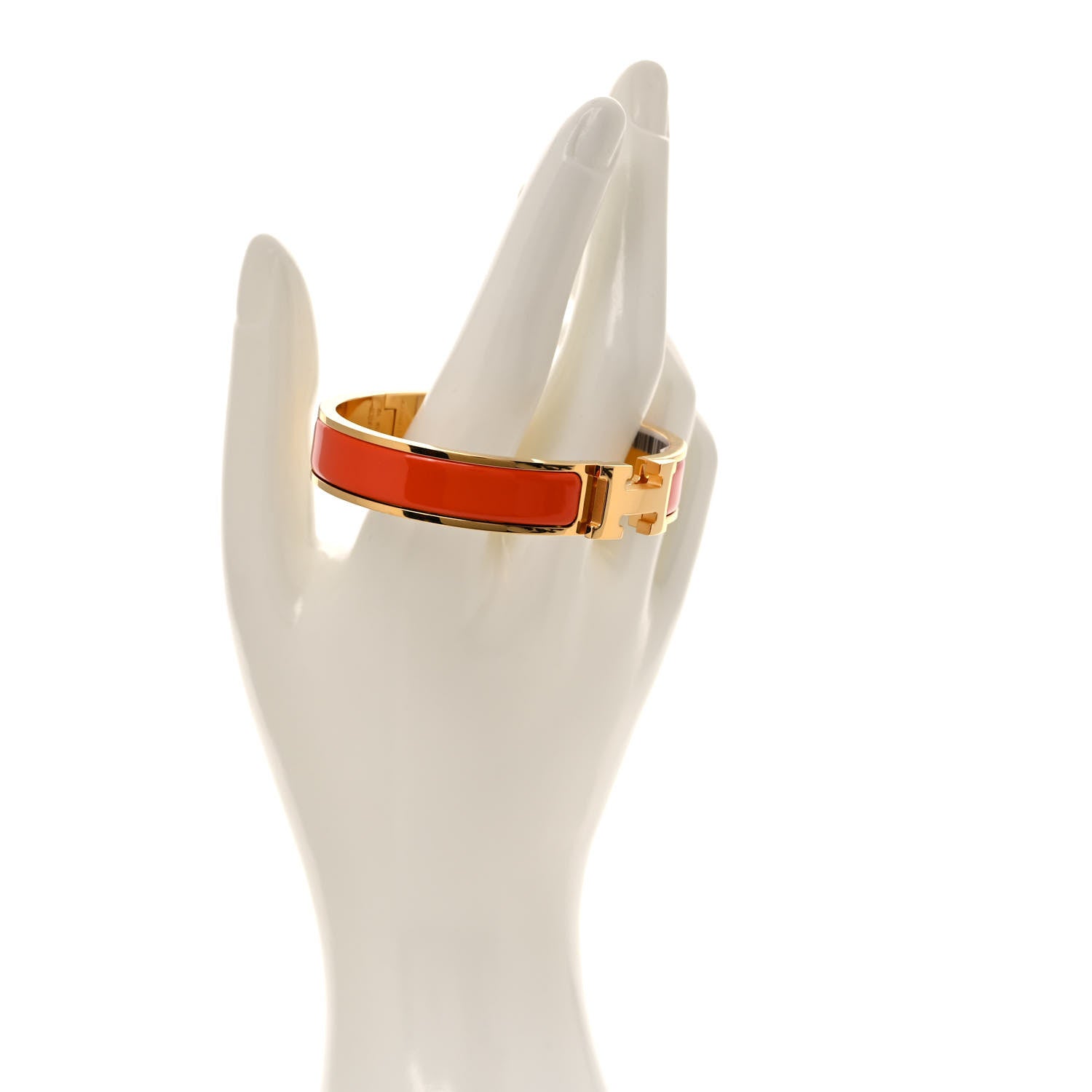 Hermes Enamel Narrow Clic Clac H Bracelet GM Orange Fruite 2 of 6