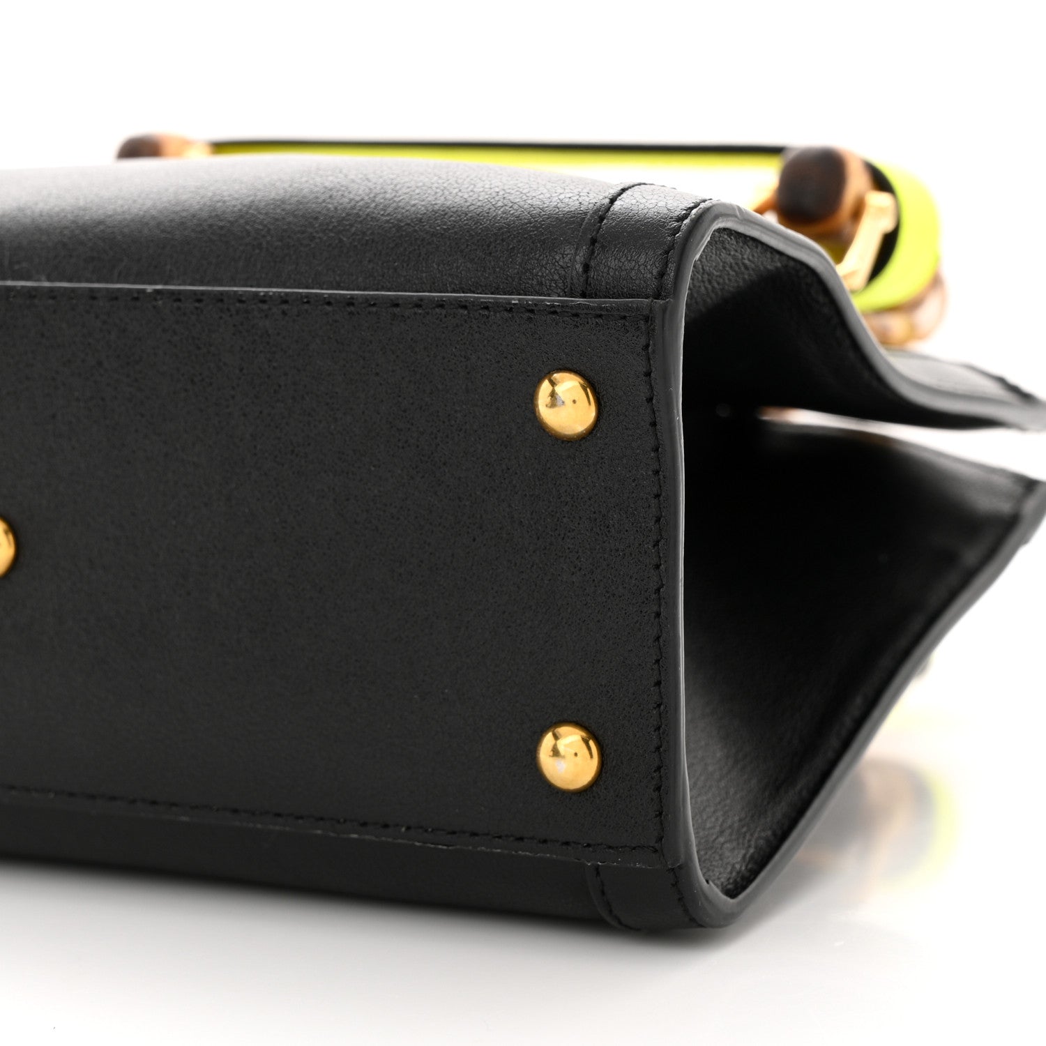 Gucci Wonka Grain Calfskin Mini Diana Tote Bag Black Yellow Fluo 10 of 12