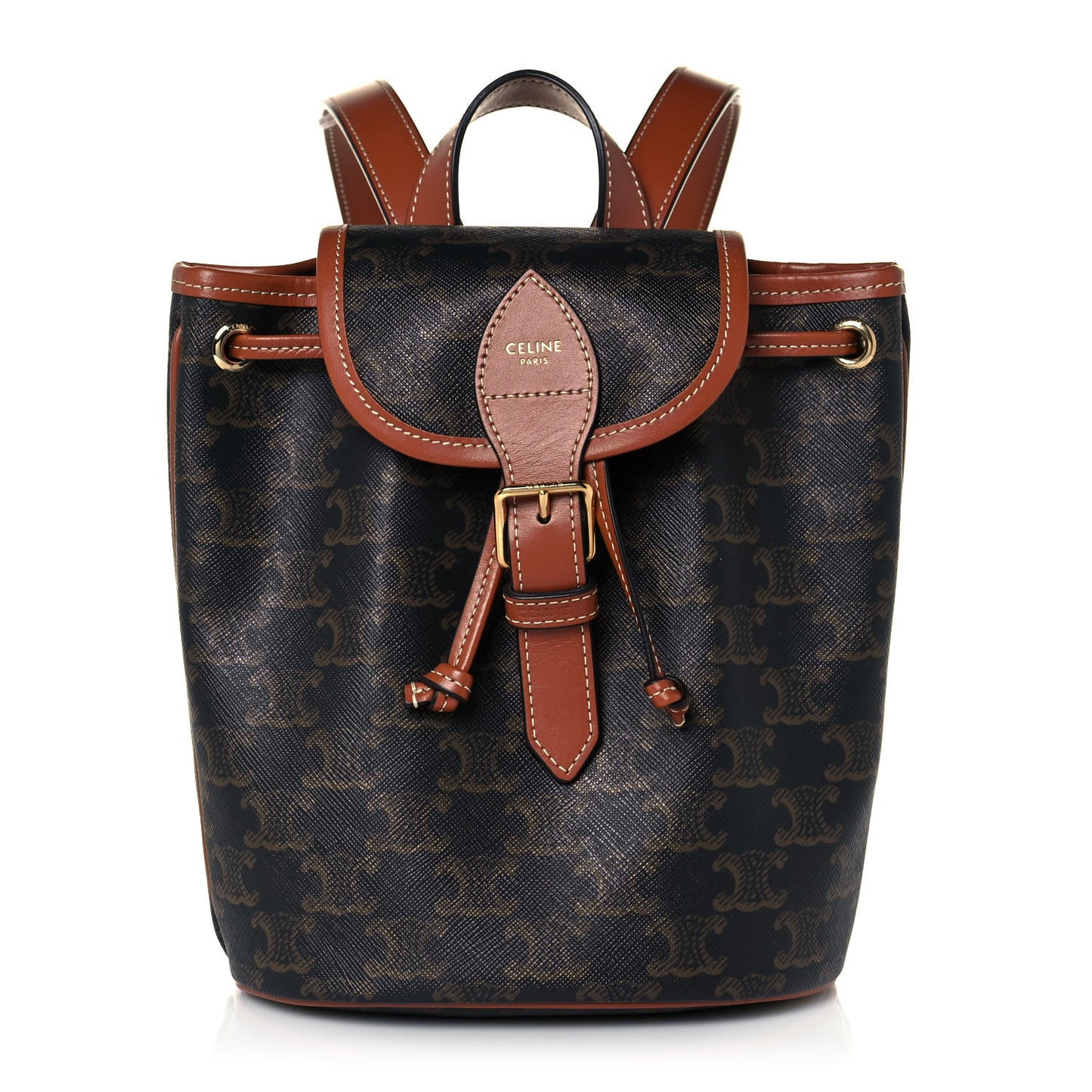 Triomphe Canvas Calfskin Mini Folco Backpack Tan