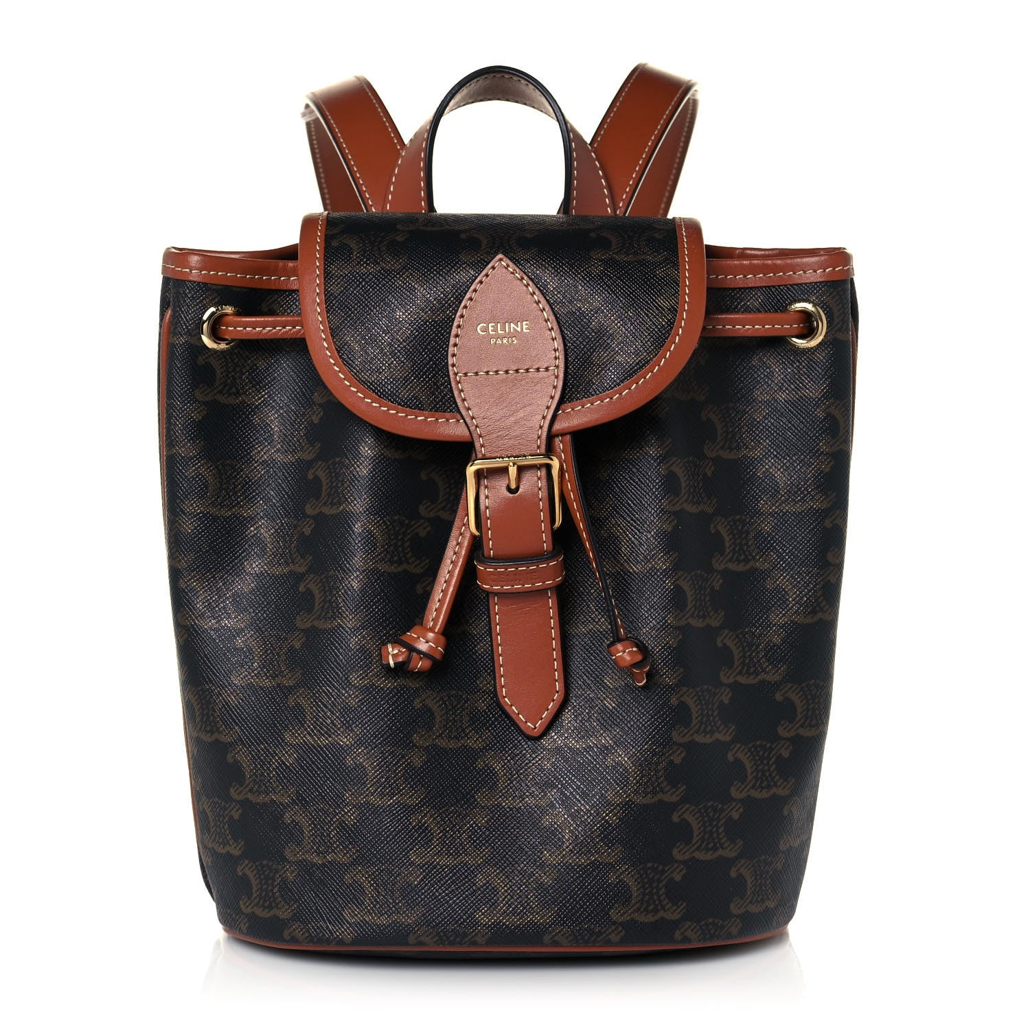 Celine Triomphe Canvas Calfskin Mini Folco Backpack Tan 1 of 11