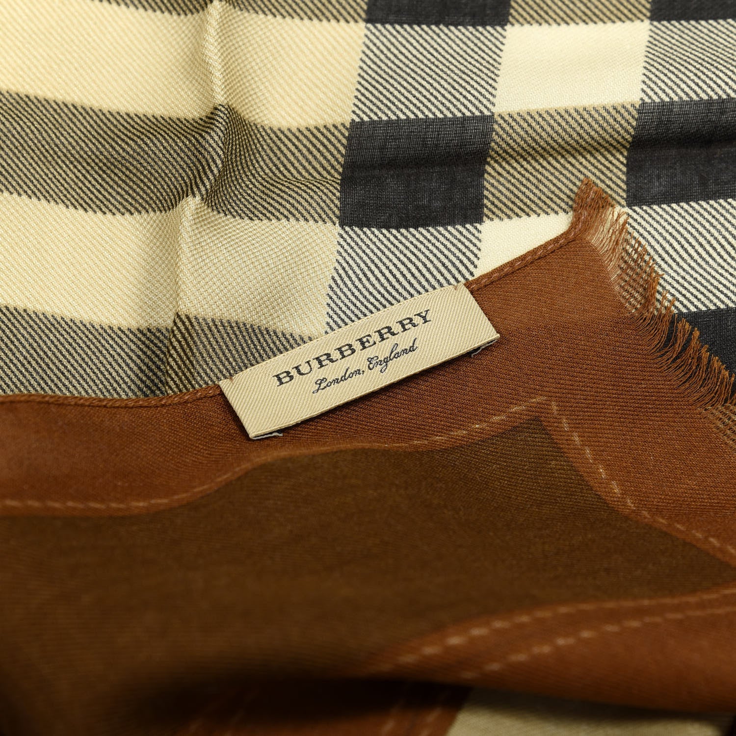 Burberry Modal Silk Cashmere Haymarket Check Scarf Bronze 2 of 3