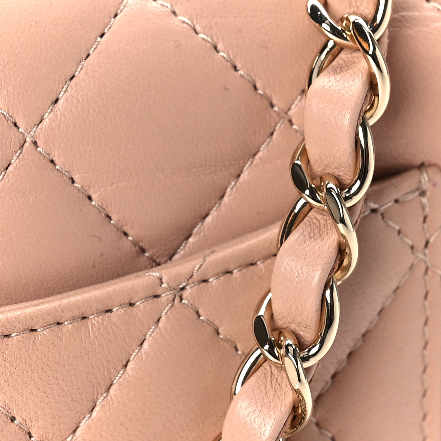 Lambskin Quilted Mini Rectangular Flap Dark Beige