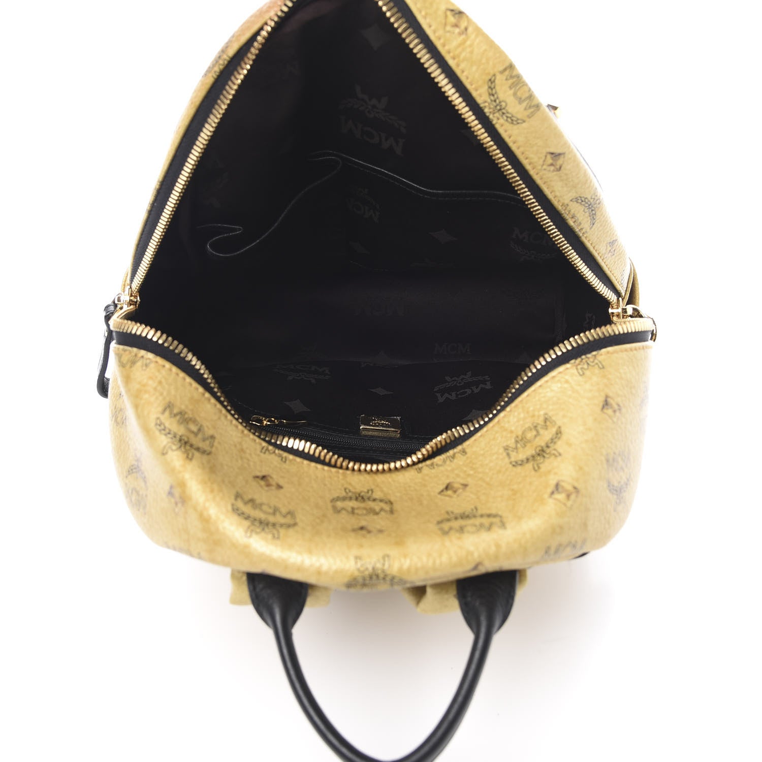 MCM Metallic Visetos Studded Small Dual Stark Backpack Gold 4 of 11