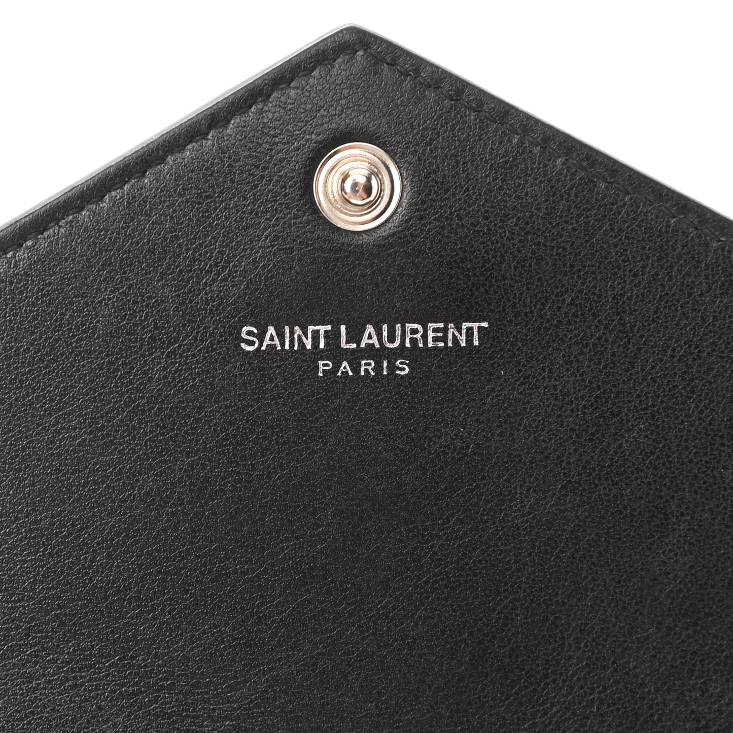 Calfskin Studded Monogram Envelope Chain Wallet Black