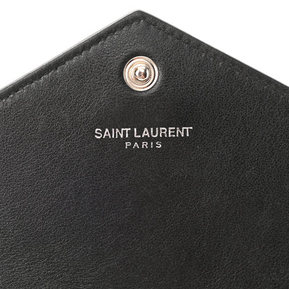 Saint Laurent Calfskin Studded Monogram Envelope Chain Wallet Black 5 of 9