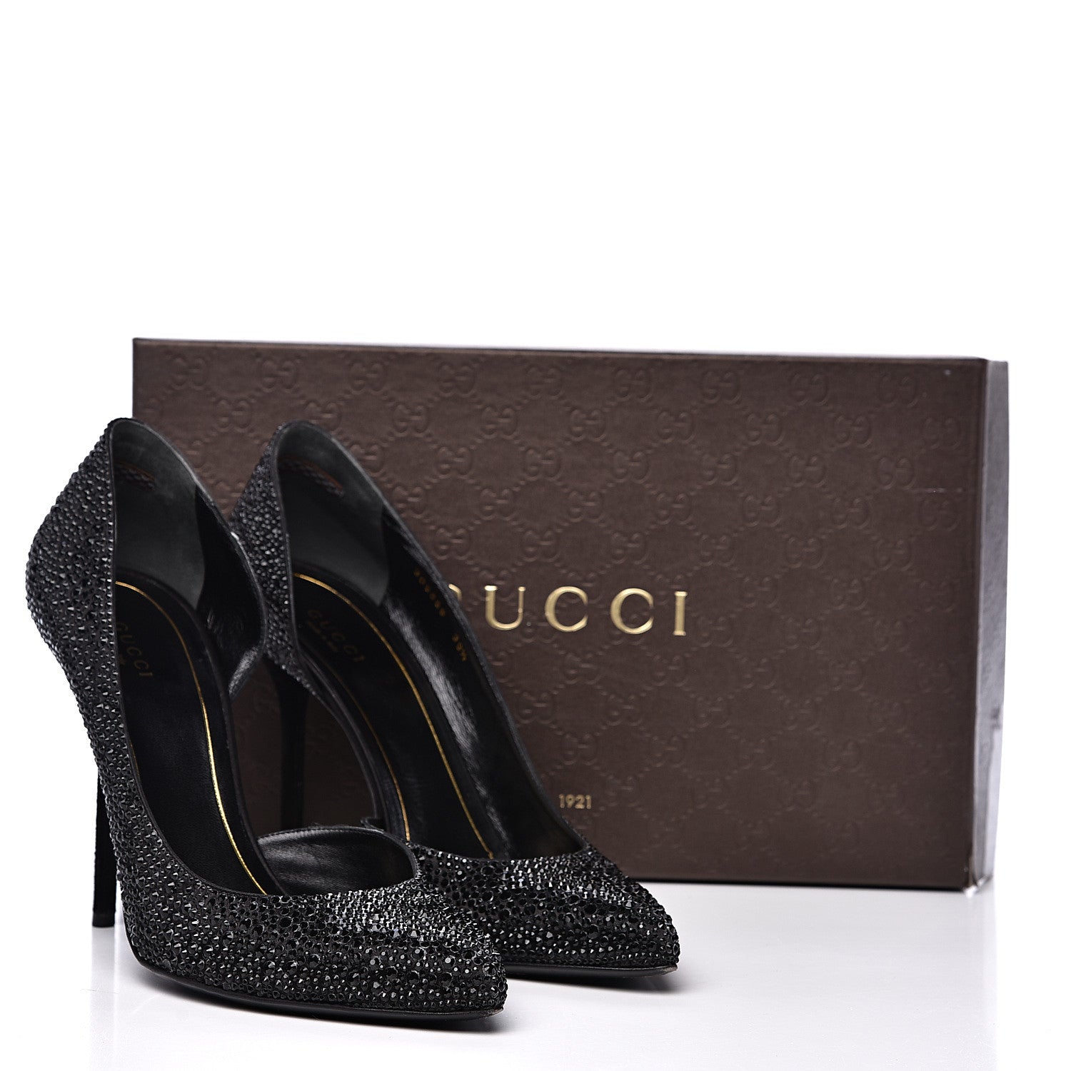 Gucci Satin Crystal Pumps 39.5 Black 10 of 10