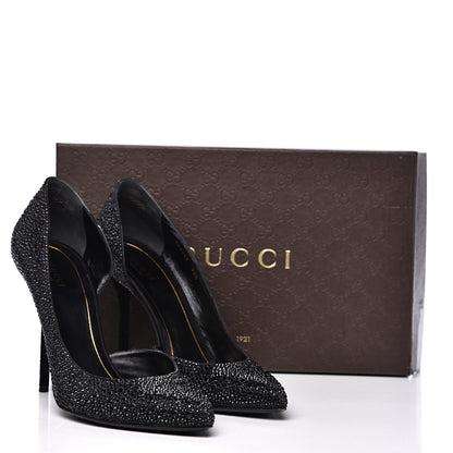 Gucci Satin Crystal Pumps 39.5 Black 10 of 10