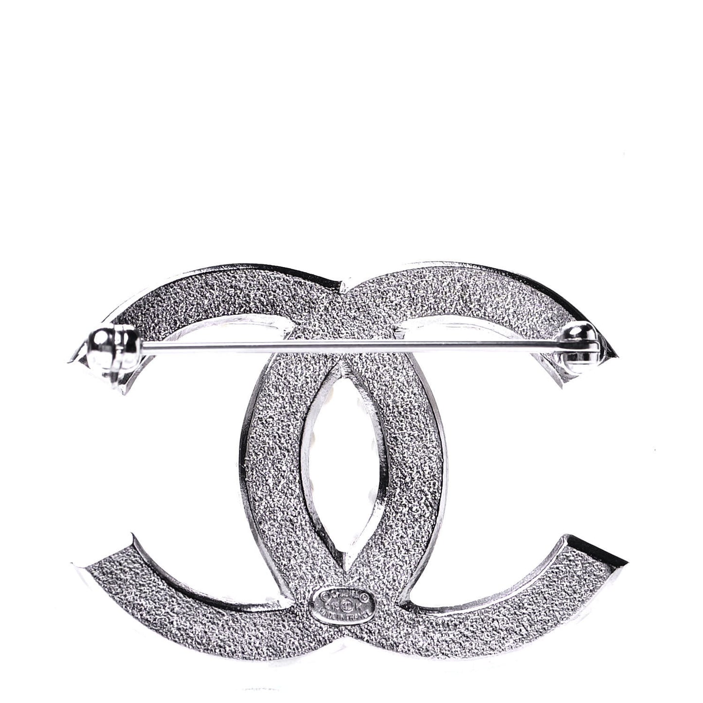 Pearl Crystal CC Snow Palace Brooch Silver