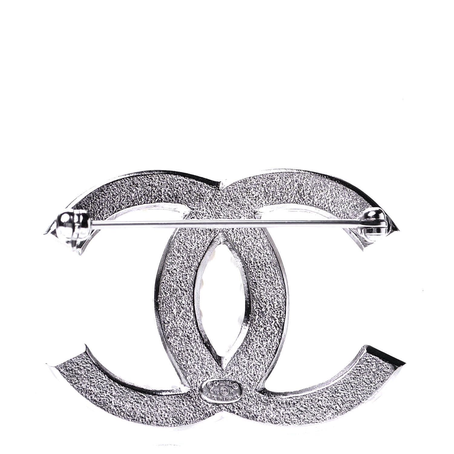 Chanel Pearl Crystal CC Snow Palace Brooch Silver 2 of 4