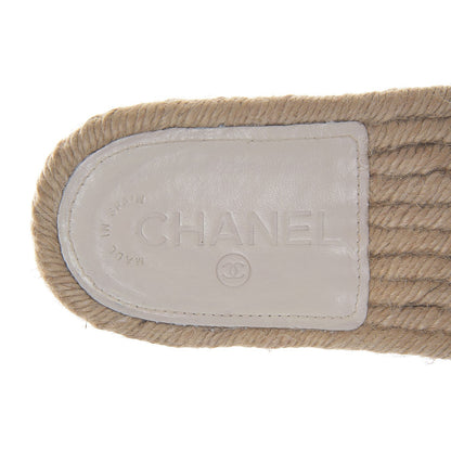 Chanel Calfskin Gripoix CC Espadrille Sandals 37.5 White 8 of 11
