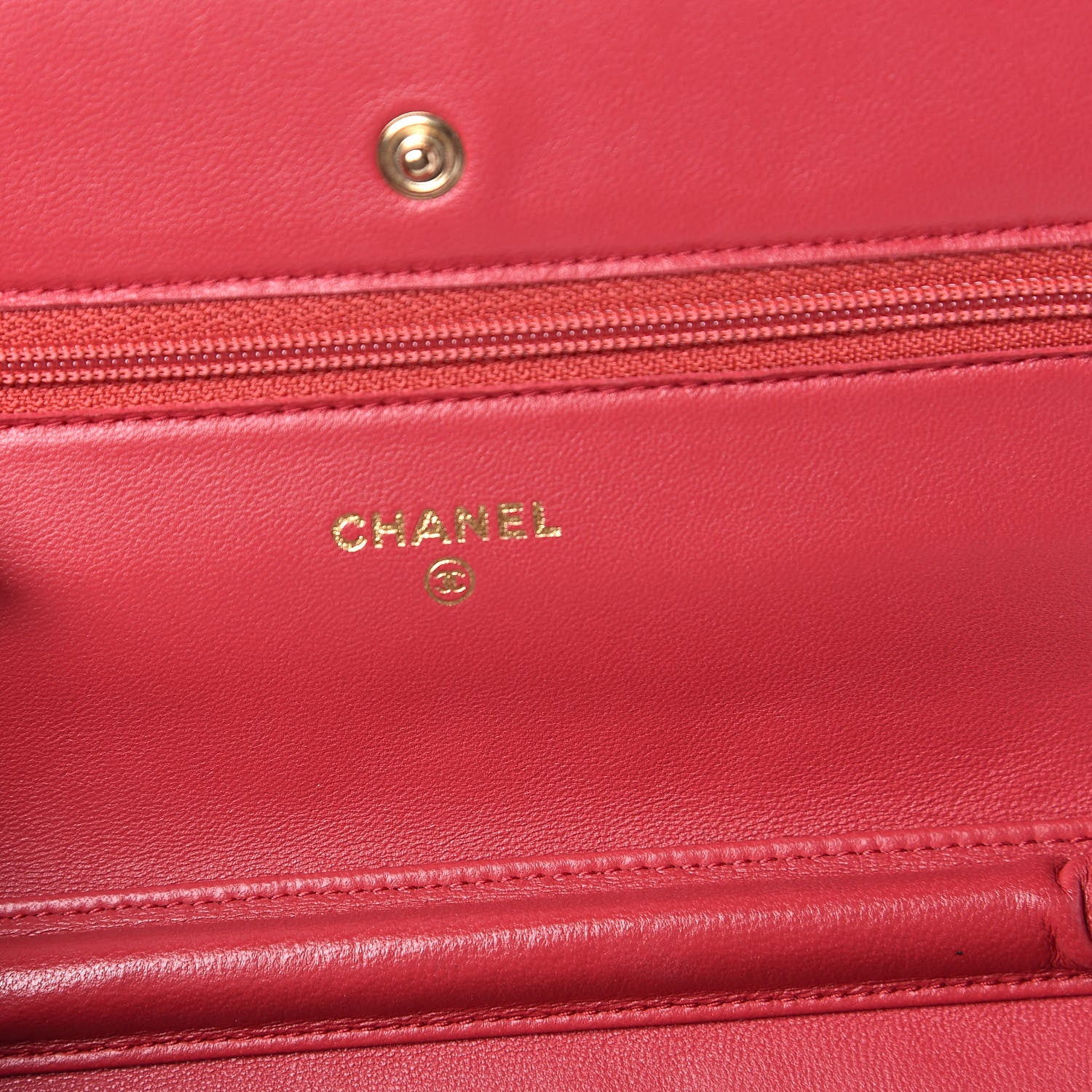 Chanel Lambskin Quilted Wallet On Chain WOC Red 6 of 12
