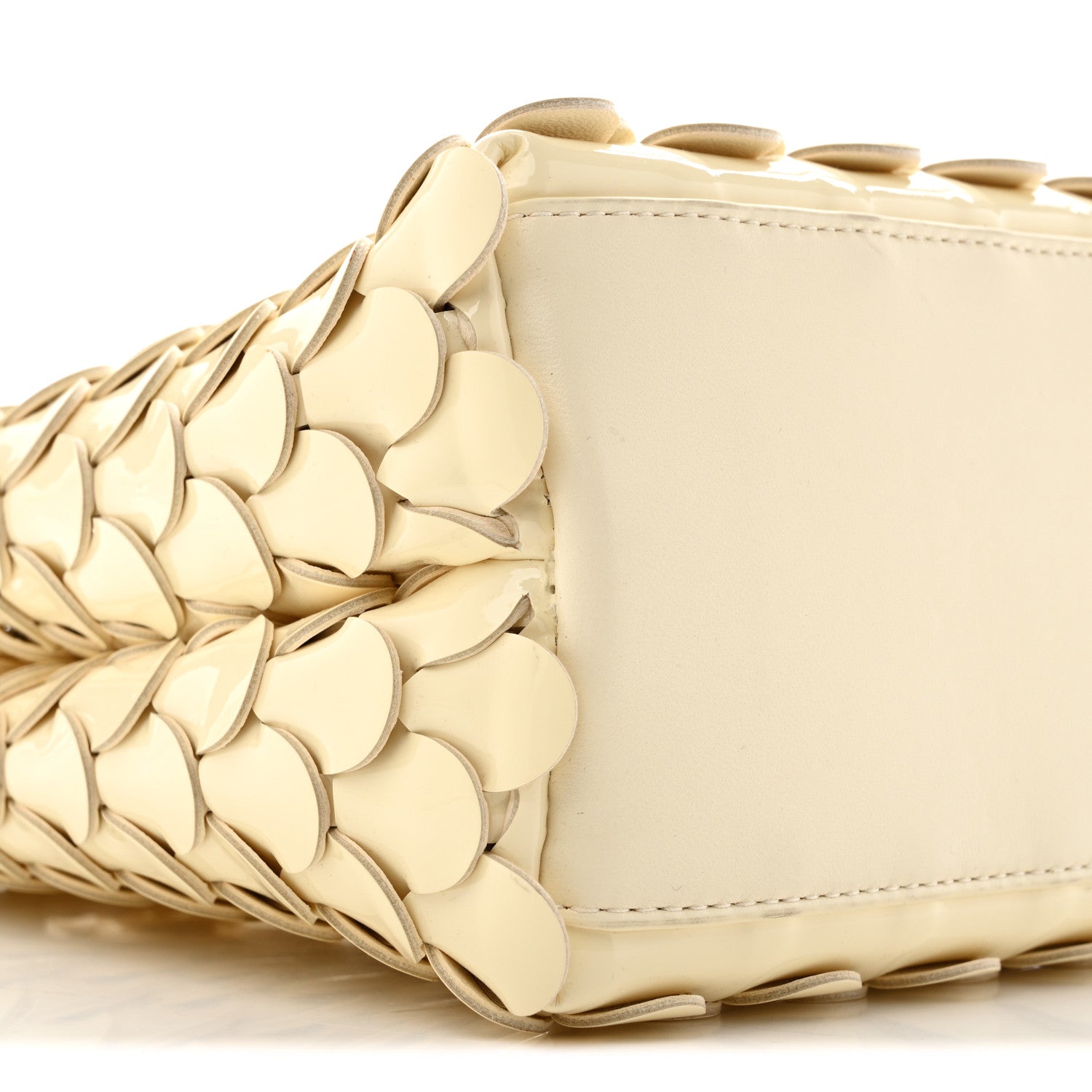 Bottega Veneta Patent Calfskin Fish Scale Small Andiamo Shoulder Bag Chamomile 9 of 15