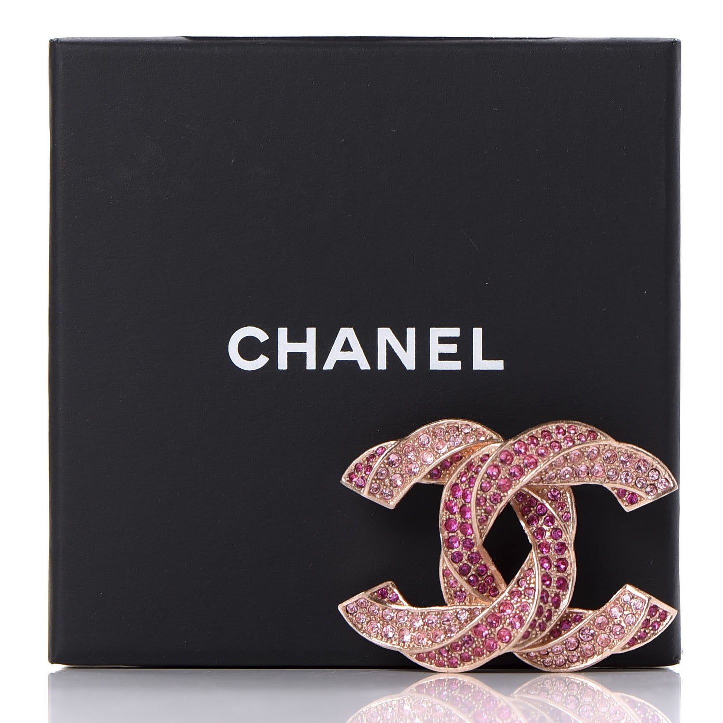 Crystal Twisted CC Brooch Rose Gold