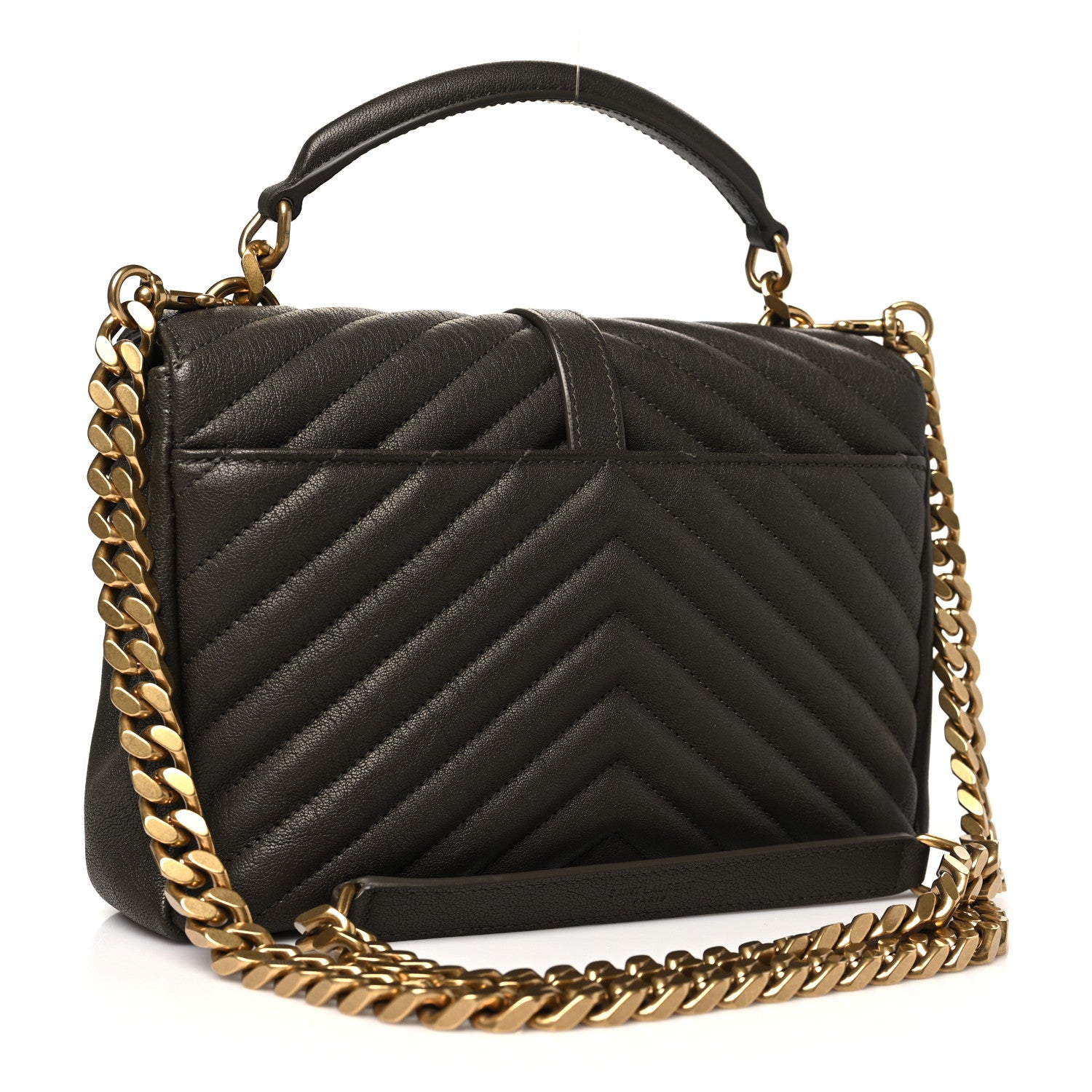 Saint Laurent Sheepskin Matelasse Chevron Monogram Medium College Bag Light Musk 3 of 10