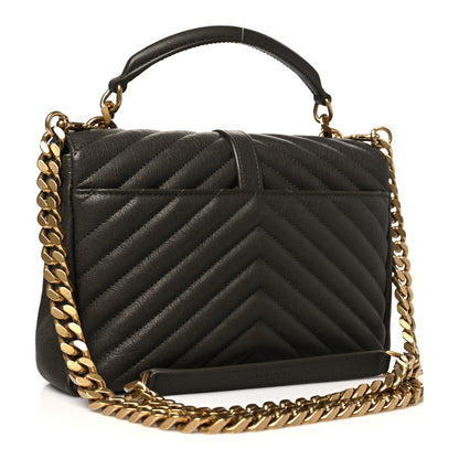 Saint Laurent Sheepskin Matelasse Chevron Monogram Medium College Bag Light Musk 3 of 10