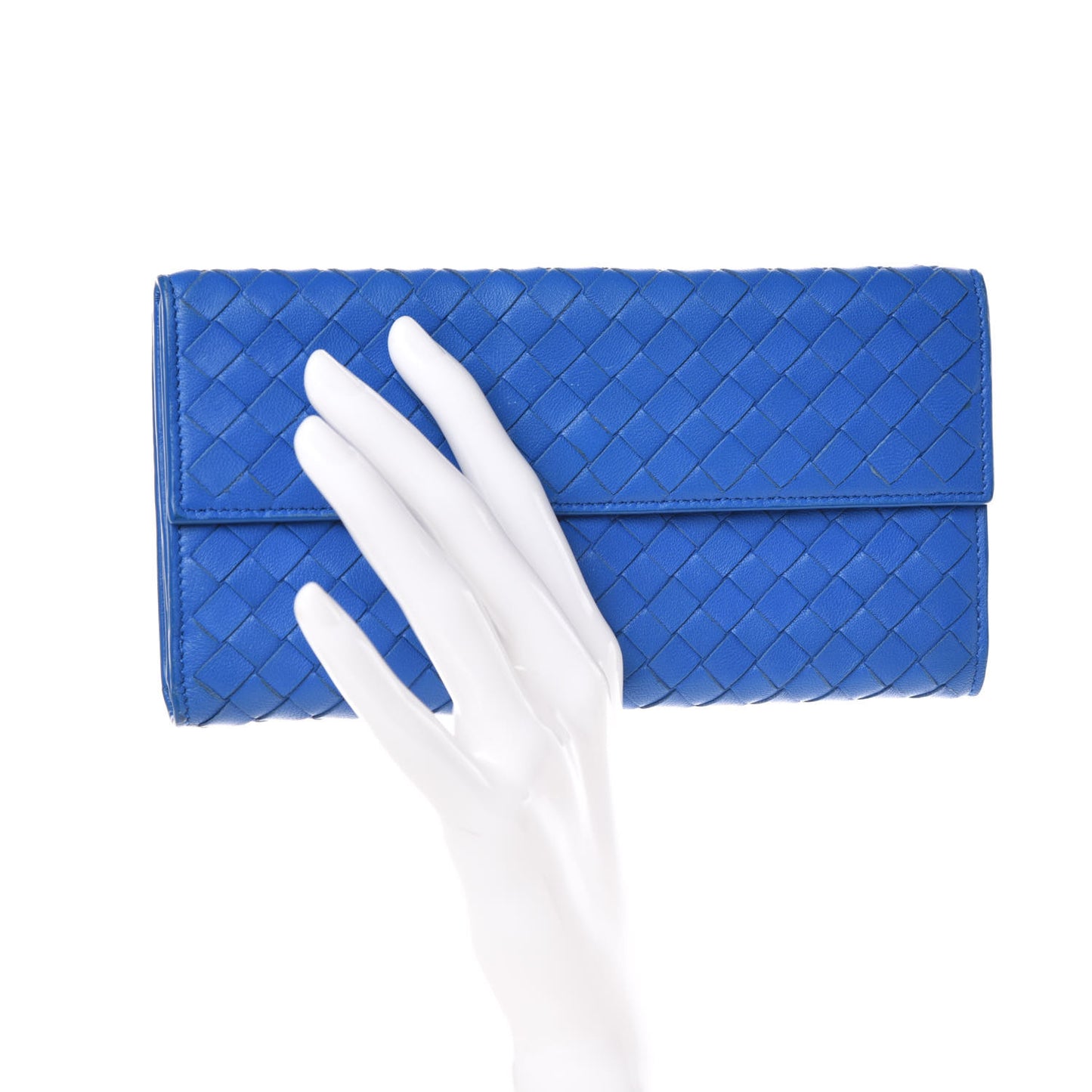 Nappa Intrecciato Continental Wallet Signal Blue