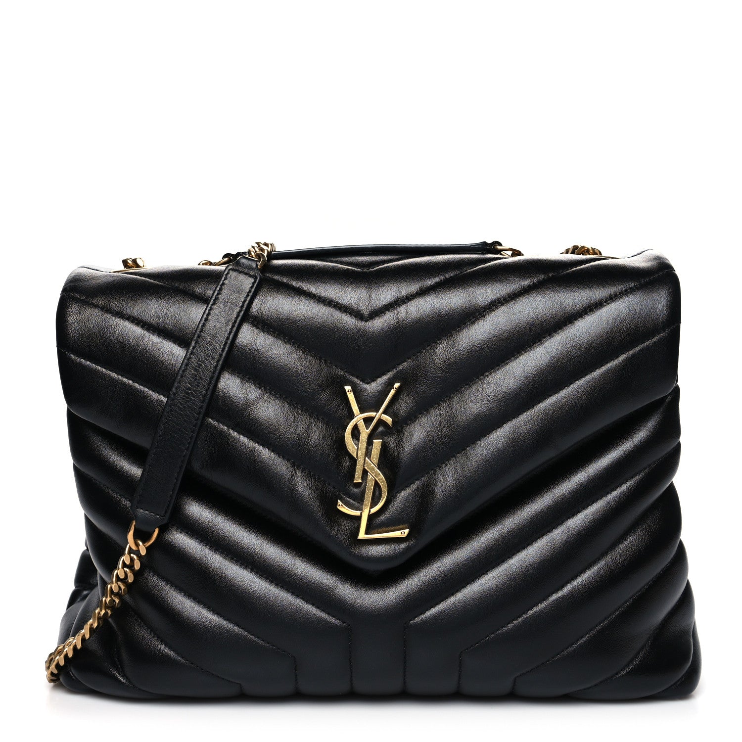 Saint Laurent Calfskin Y Quilted Monogram Medium Loulou Chain Satchel Black 1 of 14